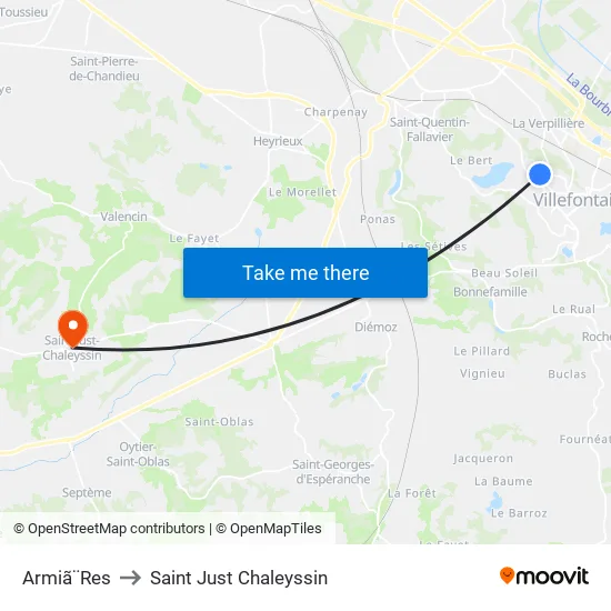 Armiã¨Res to Saint Just Chaleyssin map