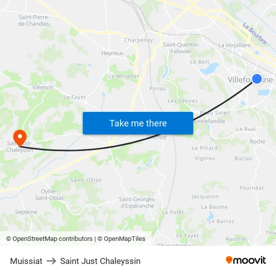 Muissiat to Saint Just Chaleyssin map