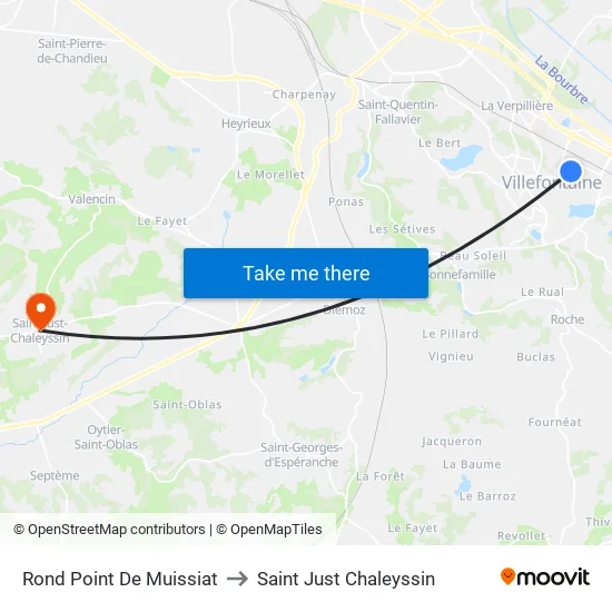 Rond Point De Muissiat to Saint Just Chaleyssin map