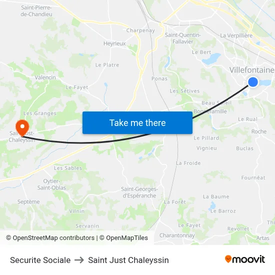 Securite Sociale to Saint Just Chaleyssin map