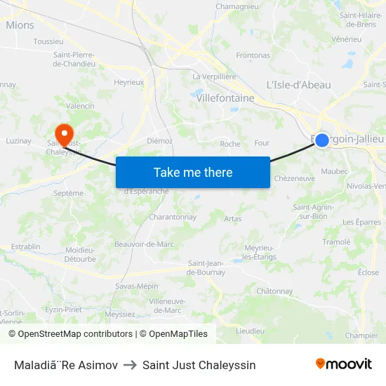 Maladiã¨Re Asimov to Saint Just Chaleyssin map