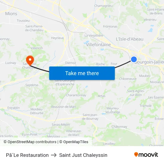 Pã´Le Restauration to Saint Just Chaleyssin map