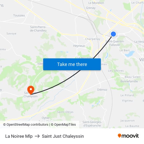 La Noiree Mlp to Saint Just Chaleyssin map