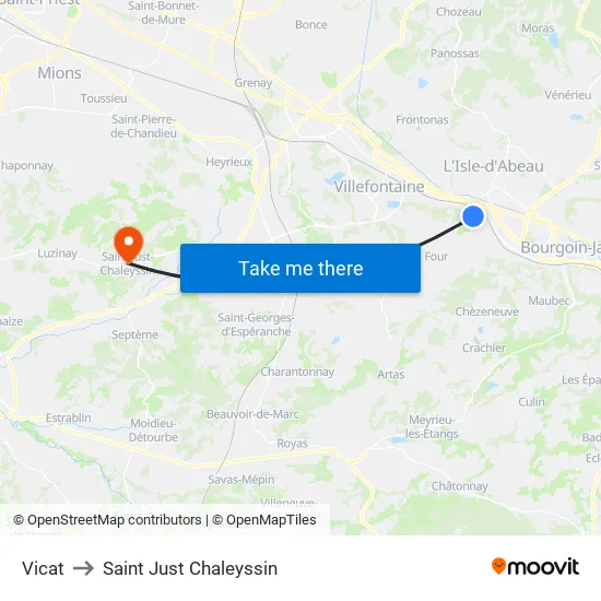 Vicat to Saint Just Chaleyssin map