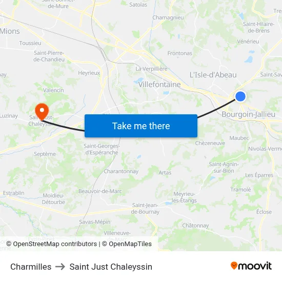 Charmilles to Saint Just Chaleyssin map