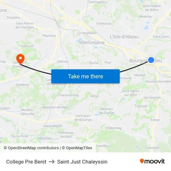College Pre Benit to Saint Just Chaleyssin map