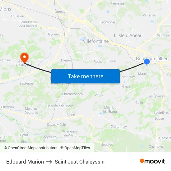 Edouard Marion to Saint Just Chaleyssin map
