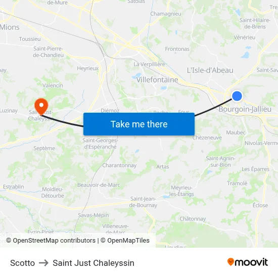 Scotto to Saint Just Chaleyssin map