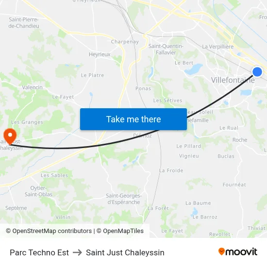 Parc Techno Est to Saint Just Chaleyssin map