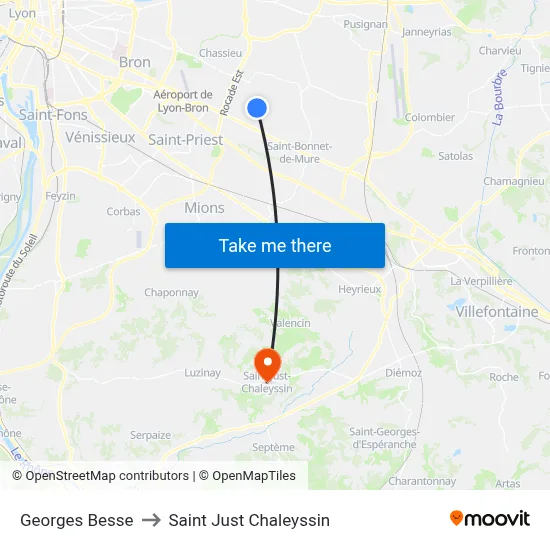 Georges Besse to Saint Just Chaleyssin map