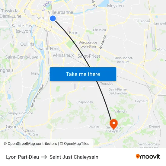 Lyon Part-Dieu to Saint Just Chaleyssin map