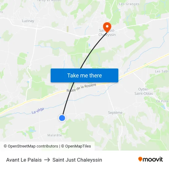 Avant Le Palais to Saint Just Chaleyssin map