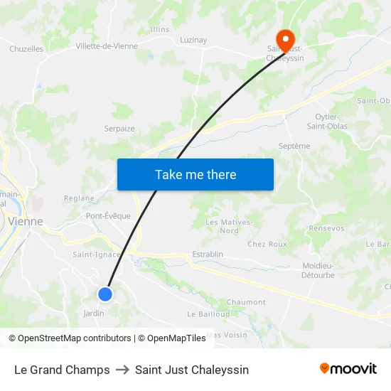 Le Grand Champs to Saint Just Chaleyssin map