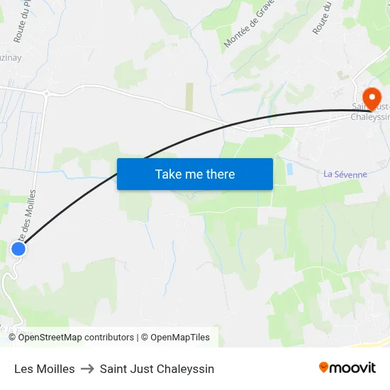 Les Moilles to Saint Just Chaleyssin map