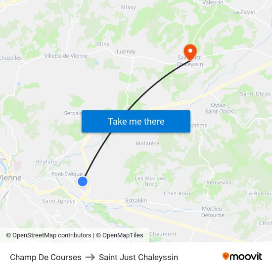 Champ De Courses to Saint Just Chaleyssin map