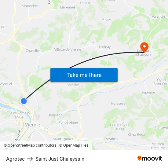Agrotec to Saint Just Chaleyssin map