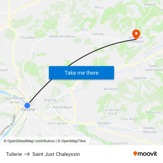 Tuilerie to Saint Just Chaleyssin map