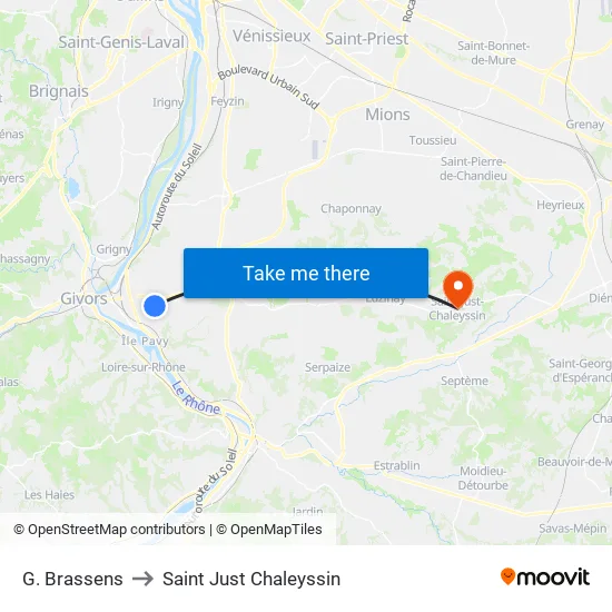 G. Brassens to Saint Just Chaleyssin map