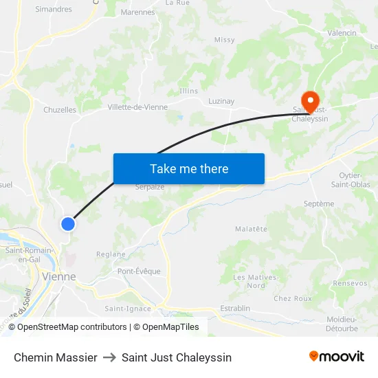 Chemin Massier to Saint Just Chaleyssin map
