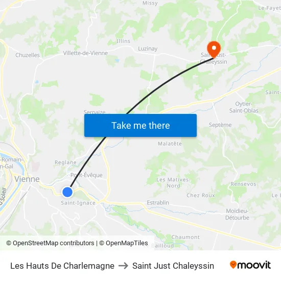 Les Hauts De Charlemagne to Saint Just Chaleyssin map