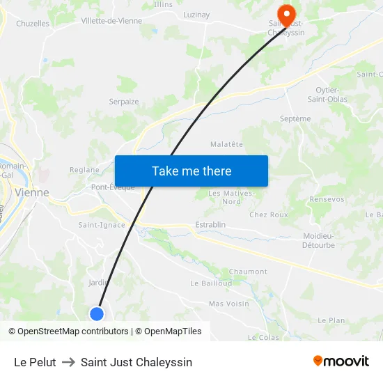 Le Pelut to Saint Just Chaleyssin map
