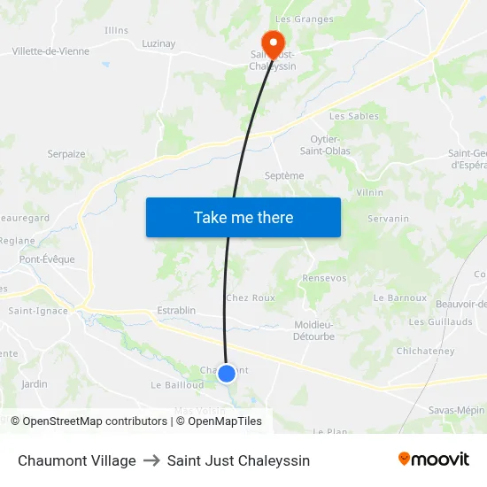 Chaumont Village to Saint Just Chaleyssin map