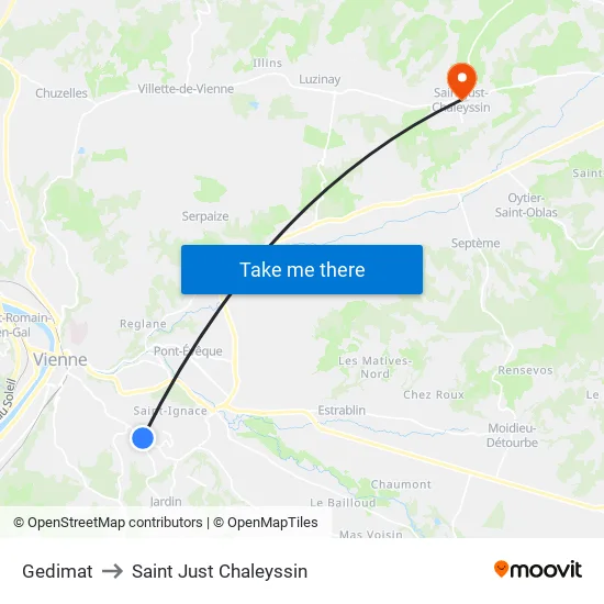 Gedimat to Saint Just Chaleyssin map