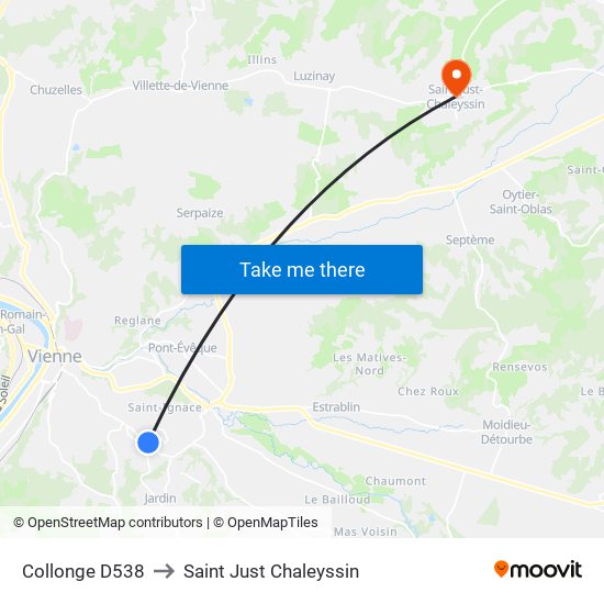 Collonge D538 to Saint Just Chaleyssin map