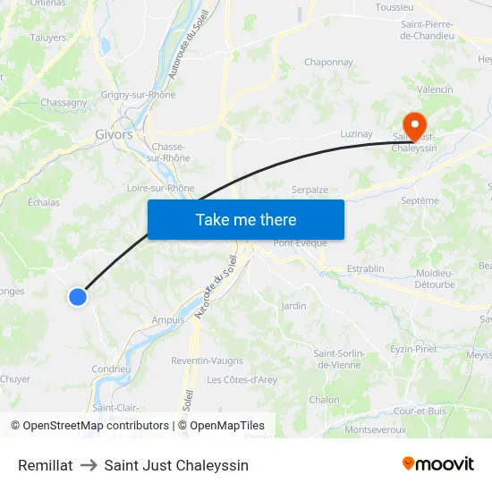 Remillat to Saint Just Chaleyssin map