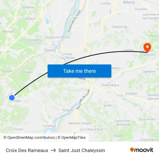 Croix Des Rameaux to Saint Just Chaleyssin map