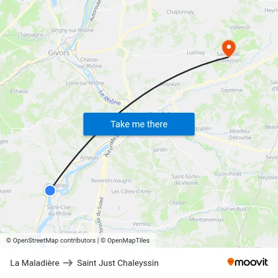 La Maladière to Saint Just Chaleyssin map