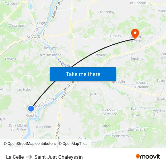 La Celle to Saint Just Chaleyssin map