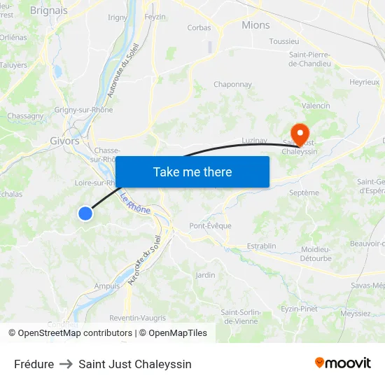 Frédure to Saint Just Chaleyssin map