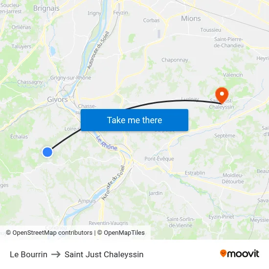 Le Bourrin to Saint Just Chaleyssin map