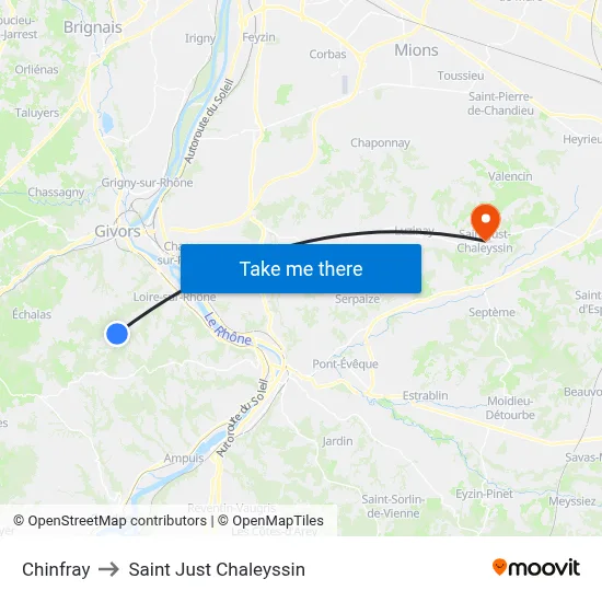 Chinfray to Saint Just Chaleyssin map