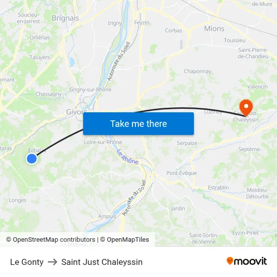 Le Gonty to Saint Just Chaleyssin map