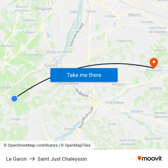 Le Garon to Saint Just Chaleyssin map