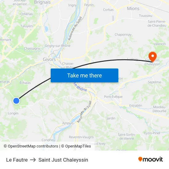 Le Fautre to Saint Just Chaleyssin map