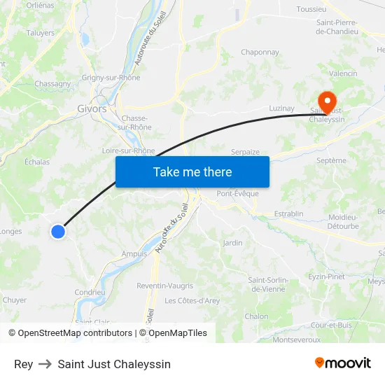 Rey to Saint Just Chaleyssin map