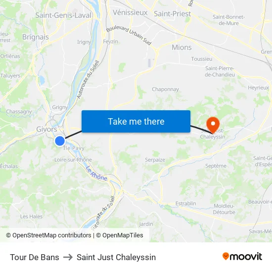 Tour De Bans to Saint Just Chaleyssin map