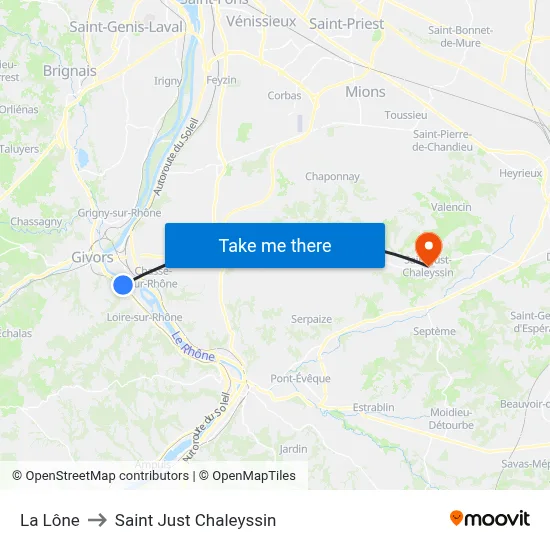 La Lône to Saint Just Chaleyssin map