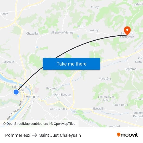 Pommérieux to Saint Just Chaleyssin map