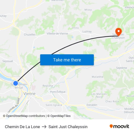 Chemin De La Lone to Saint Just Chaleyssin map