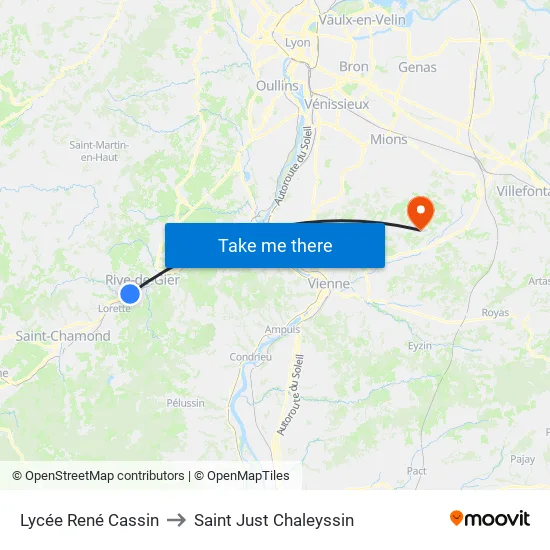 Lycée René Cassin to Saint Just Chaleyssin map