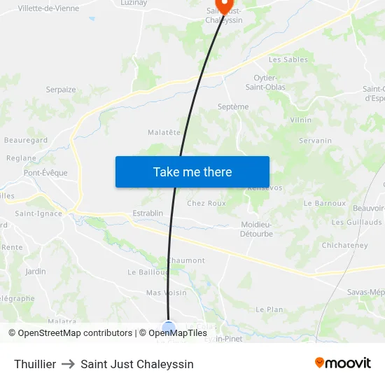 Thuillier to Saint Just Chaleyssin map