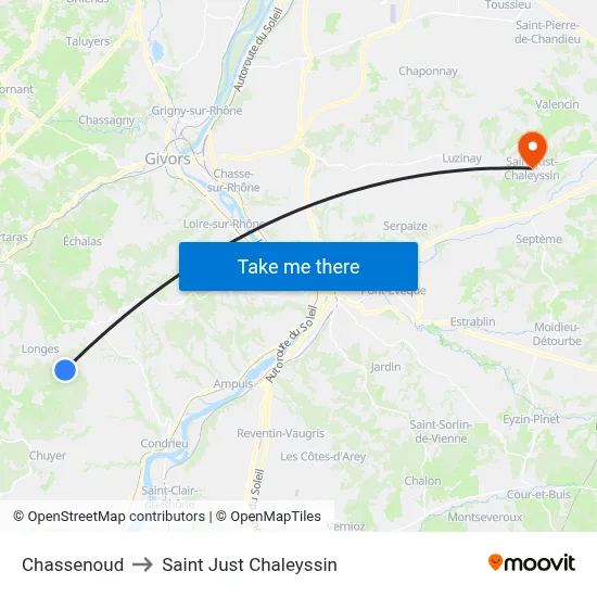 Chassenoud to Saint Just Chaleyssin map