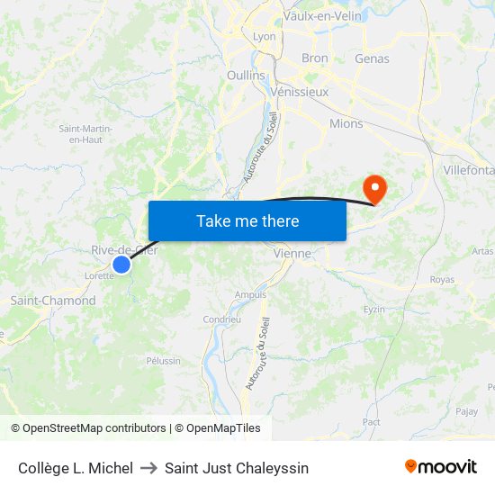 Collège L. Michel to Saint Just Chaleyssin map