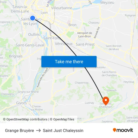 Grange Bruyère to Saint Just Chaleyssin map
