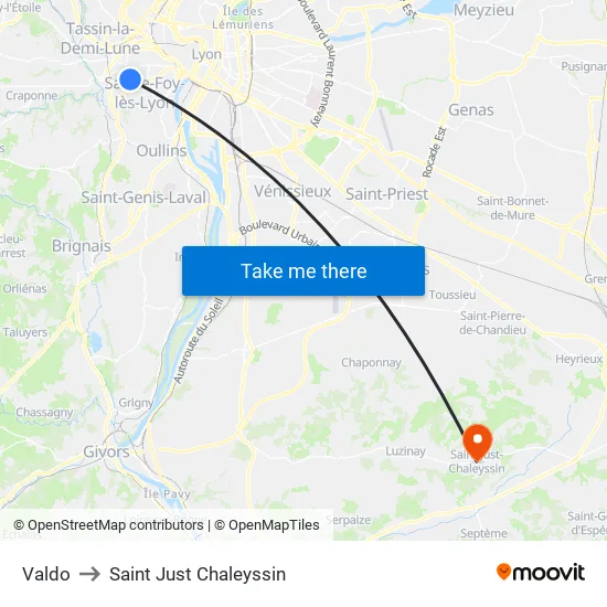 Valdo to Saint Just Chaleyssin map