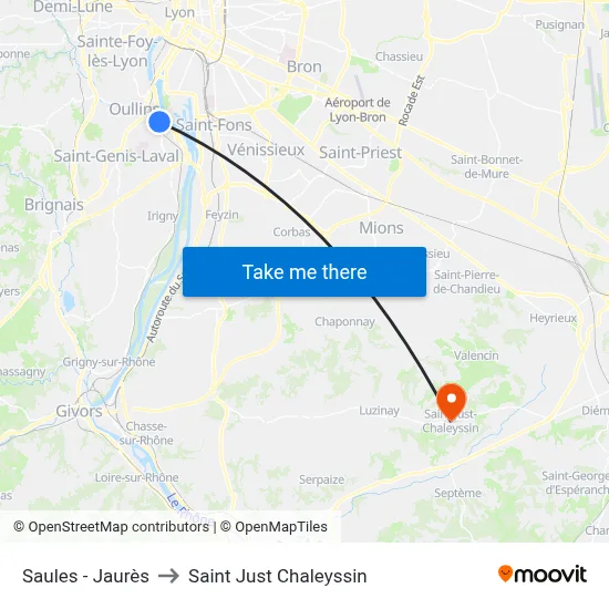 Saules - Jaurès to Saint Just Chaleyssin map